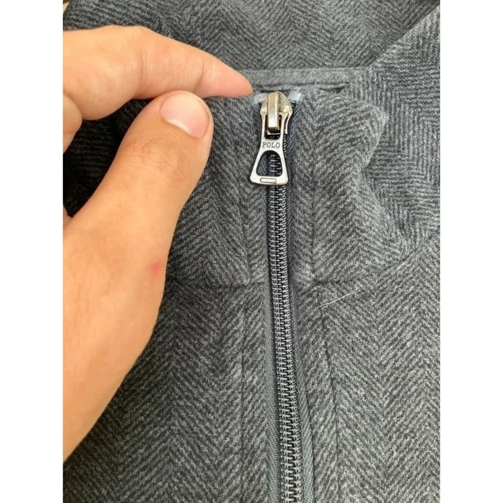 Polo Ralph Lauren Mens Medium Heather Grey Quarter Zip Cotton Pullover Sweater